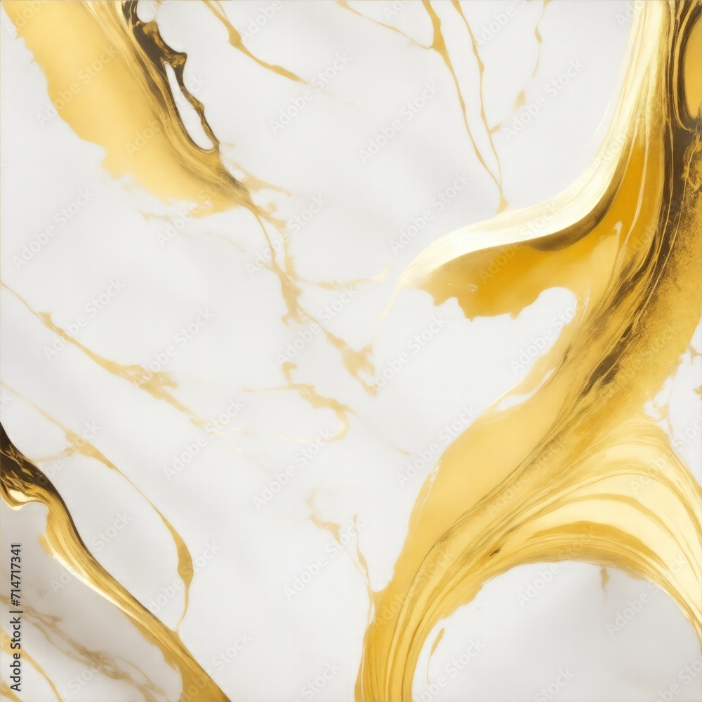 Fototapeta premium Yellow and White marble background with gold brushstrokes