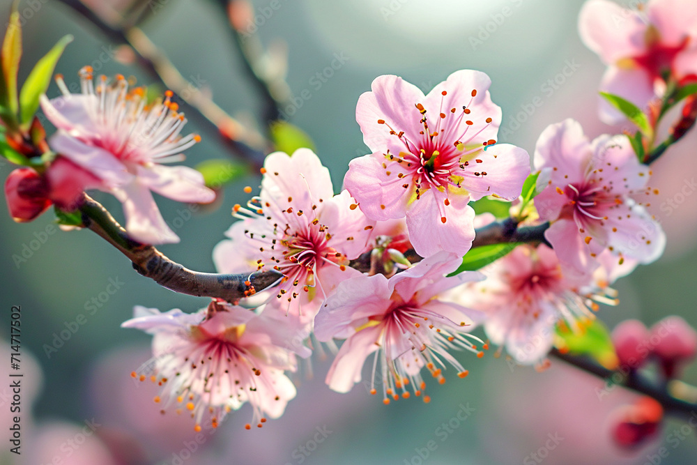 Beautiful peach flowers close up - as background