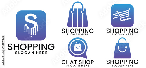 online shop logo, e-commerce vector template