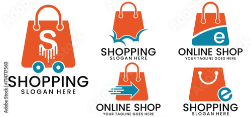 online shop logo, e-commerce vector template