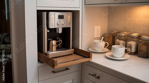 A coffee station or mini kitchenette for convenience.