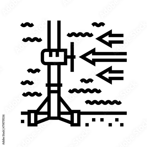 stream energy tidal power line icon vector. stream energy tidal power sign. isolated contour symbol black illustration