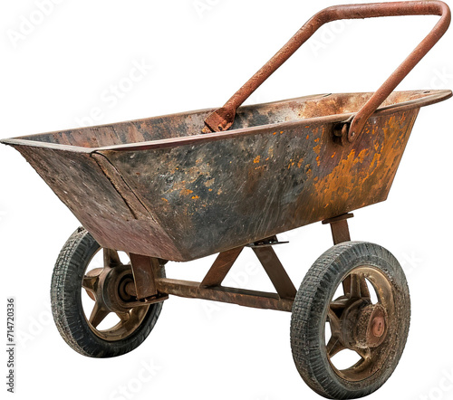 Wheelbarrow isolated on transparent background. PNG