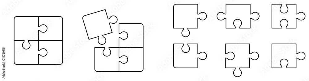 Set of puzzle pieces icons. Teamwork symbol. Vector illustration Set of puzzle pieces icons. Teamwork symbol. Vector illustration