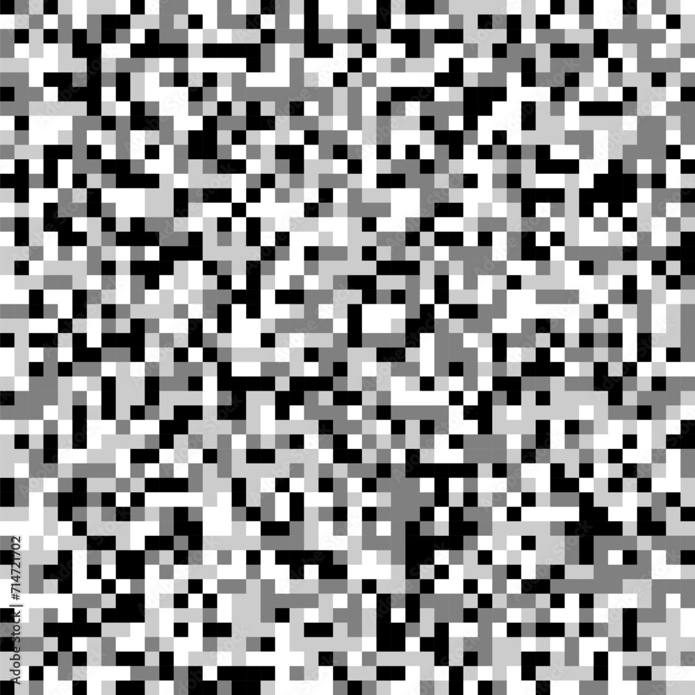 Fototapeta premium Pixel digital background. Dotted pattern mosaic vector with simple square particles. Black white abstract geometric grid. Graphics art. IT technology