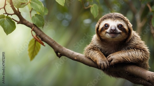 Sloth on tree branch 