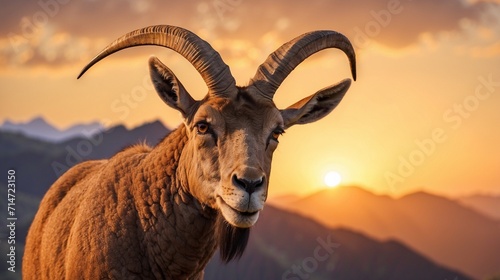 Ibex at sunset  photo