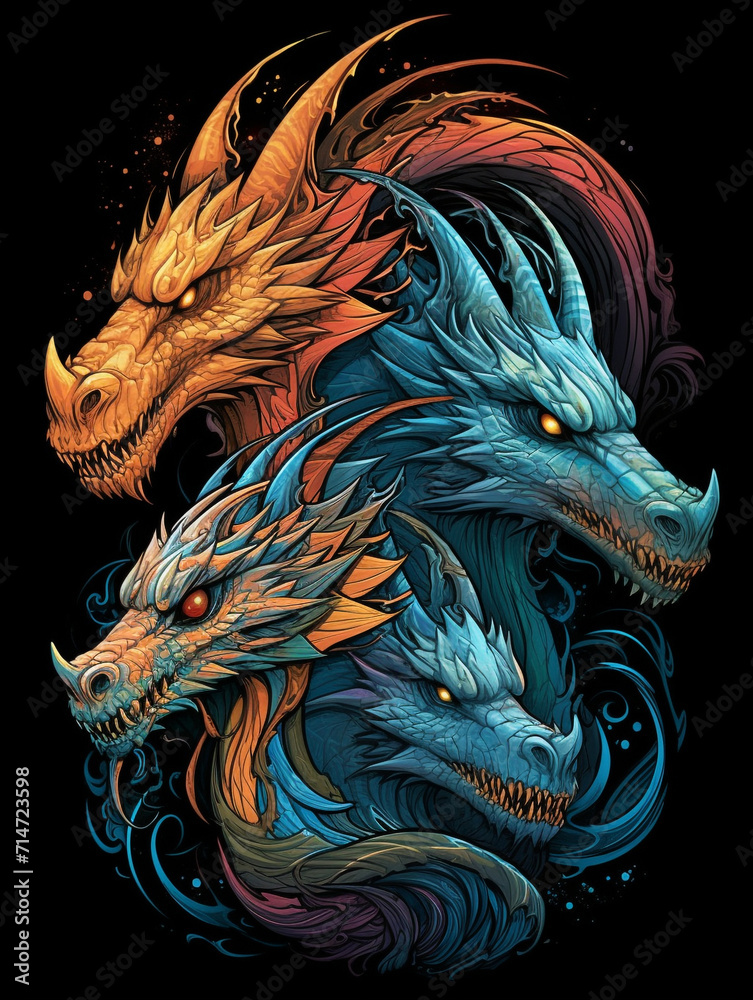 Illustration of dragon side view full body Illustration of dragon side view full body