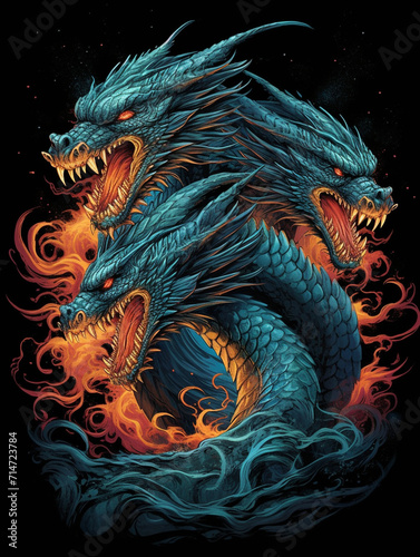 Illustration of dragon side view full body © amirhamzaaa