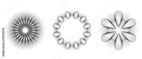 Set of editable spiral line flowing from the center outwards and vice versa. abstract geometric circular round shapes isolated on white background