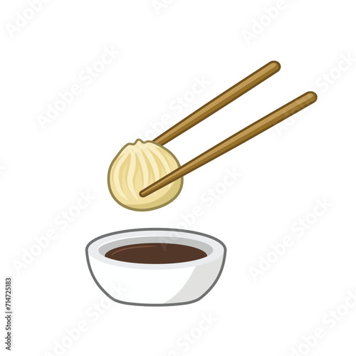 Delicious asian food dimsum with sauce. vector illustration