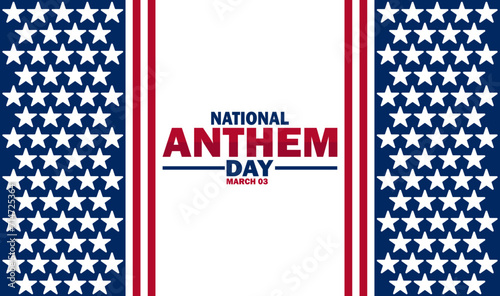 National Anthem Day Vector Illustration. March 03. Suitable for greeting card, poster and banner. photo