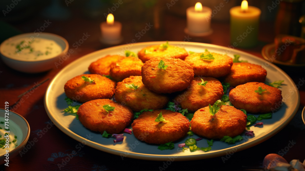 Tangy and spicy aloo tikki, a popular Indian snack often enjoyed during Ramadan