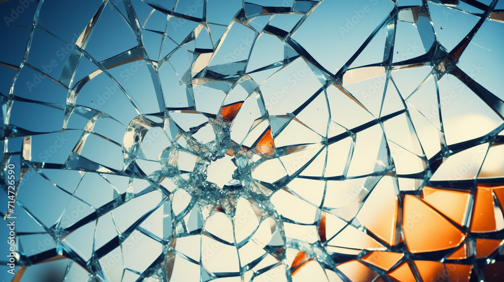 Broken window with glass, playfully intricate, macro perspectives, generative AI Broken window with glass, playfully intricate, macro perspectives, generative AI