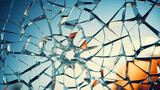 Broken window with glass, playfully intricate, macro perspectives, generative AI