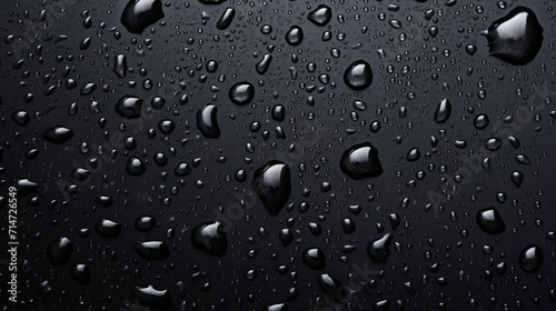 Black surface is shown with water, in the style of water drops, generative AI