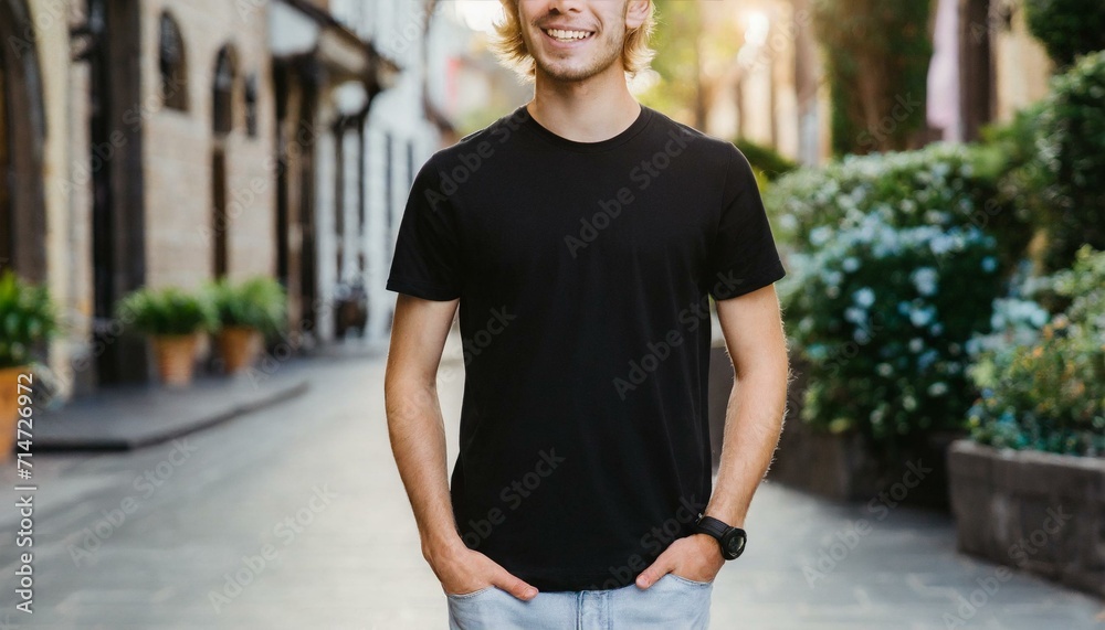 guy with black t-shirt outside