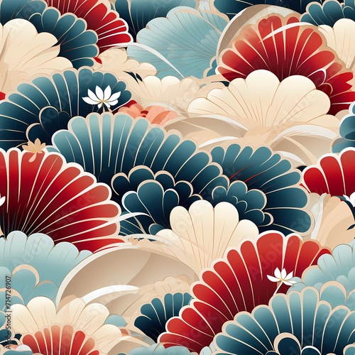 Classic japanoiseries pattern, japanese-inspired geometric pattern