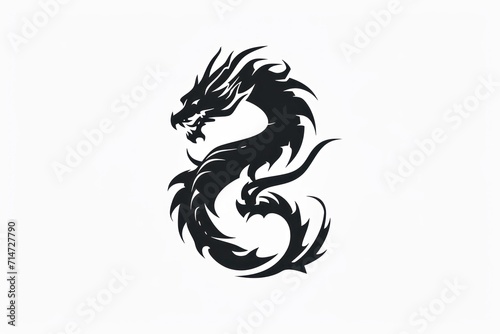 Wallpaper Mural Black logo stamp design over white background of Chinese zodiac dragon as the mythical animal in Eastern Asia culture. Torontodigital.ca