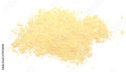 Corn flour pile scattered isolated on white