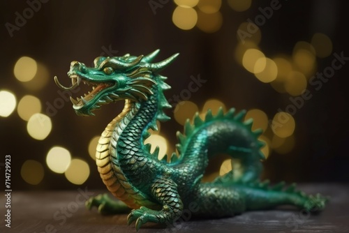 Traditional chinese green dragon studio photo. Asian china zodiac animal. Generate Ai