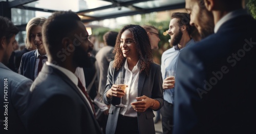 Professionals forging connections at a business networking event.