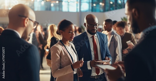 Professionals forging connections at a business networking event.