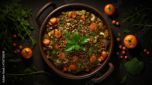 Warm and comforting lentil and vegetable stew, perfect for breaking the fast © Textures & Patterns