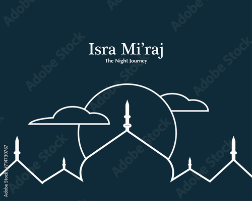Isra Mi'raj Poster Line Art Style