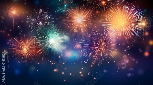 Beautiful fireworks background at night for holiday decoration