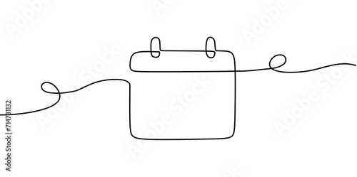 calendar continuous line drawing. One line art of calendar, memorable date, countdown, holiday, weekday and weekend. vector illustration	
