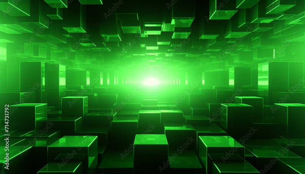 3D Green Background Geometric Abstraction