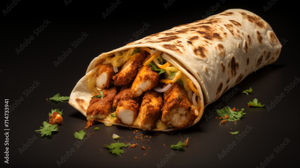 Aromatic and spiced chicken shawarma, a popular street food during Ramadan Aromatic and spiced chicken shawarma, a popular street food during Ramadan