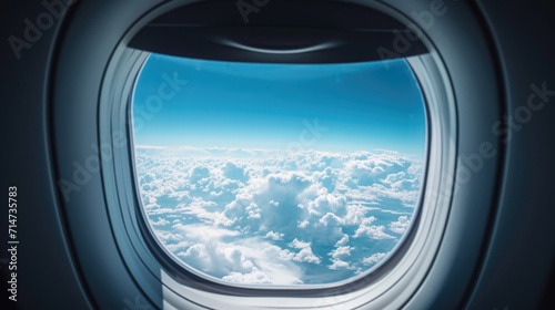 view of sky with clouds at daytime from airplane window at altitude