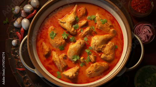 A fragrant bowl of chicken curry, a classic dish served for iftar during Ramadan