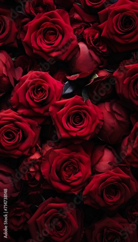 Background filled with red roses