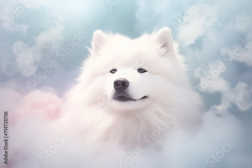 Samoyed Dog in Dreamy Cloudscape © LAJT