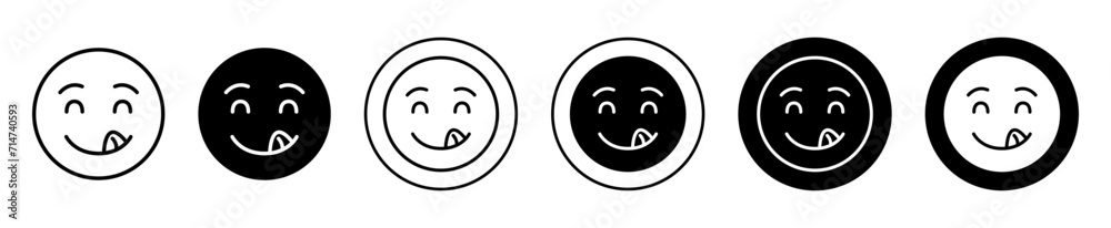 Savoring Food Emoji vector icon set collection. Savoring Food Emoji Outline flat Icon. Savoring Food Emoji vector icon set collection. Savoring Food Emoji Outline flat Icon.