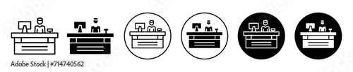 cashier table vector icon set collection. cashier table Outline flat Icon.