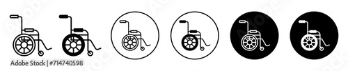 Wheelchair vector icon set collection. Wheelchair Outline flat Icon.