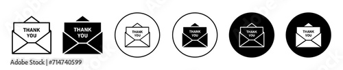 thank you letter vector icon set collection. thank you letter Outline flat Icon.