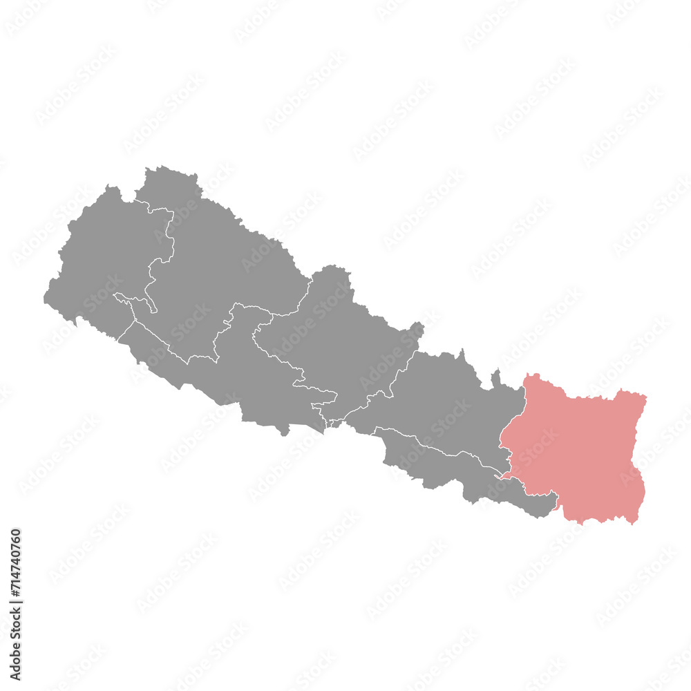 Obraz premium Koshi province map, administrative division of Nepal. Vector illustration.
