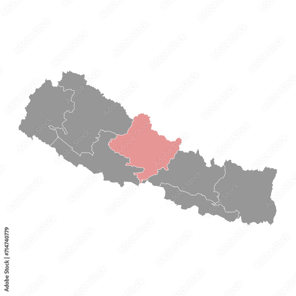 Gandaki province map, administrative division of Nepal. Vector illustration.