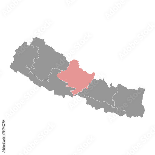 Gandaki province map  administrative division of Nepal. Vector illustration.