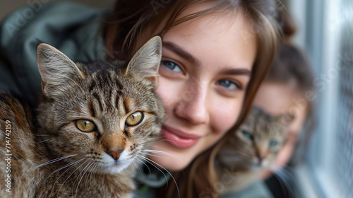 Purr-fect Companionship: Young Girl with Her Cat