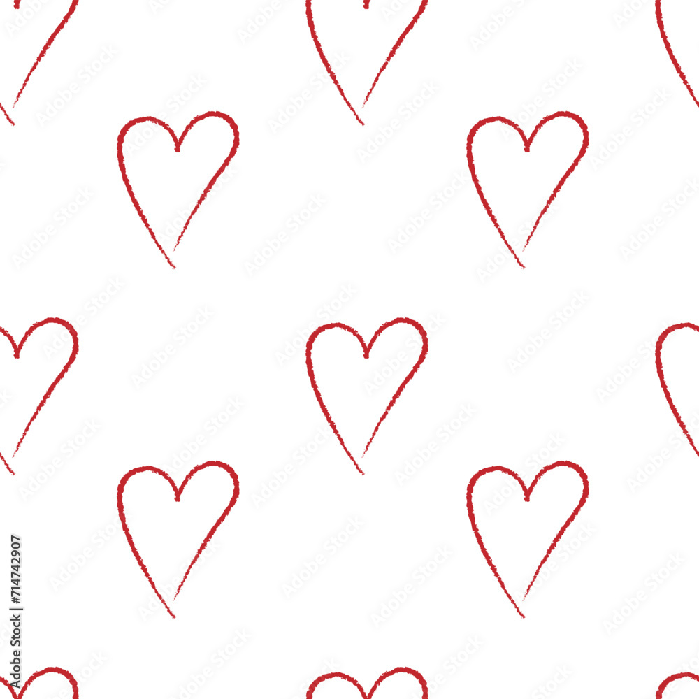 Vector seamless heart pattern in graphic style. Hearts of different shapes and sizes for scrapbooking, textiles, packaging. Valentine's day ornament.