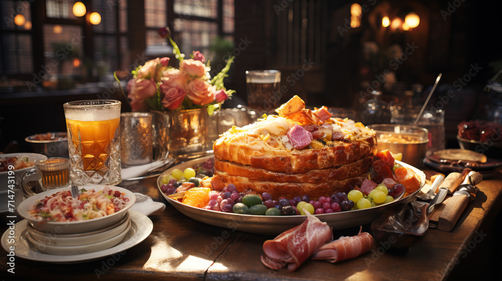 Easter Brunch Extravaganza Featuring Glazed Ham, Quiche Lorraine, and Delectable Carrot Cake