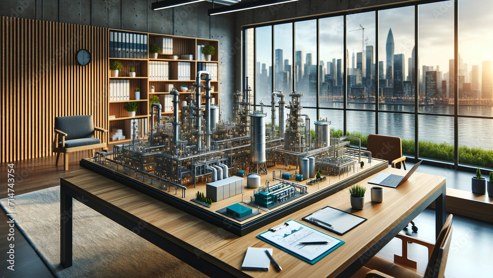 Fototapeta premium Elegant Corporate Setting Displaying Detailed Petroleum Model