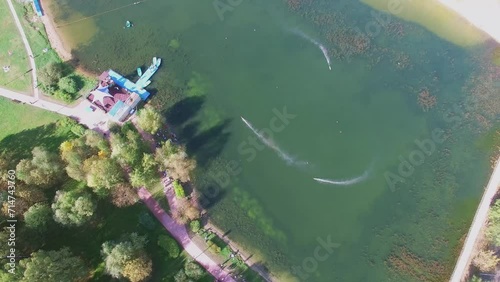 Boats models competition on Putyaevsky pond in Sokolniki park photo