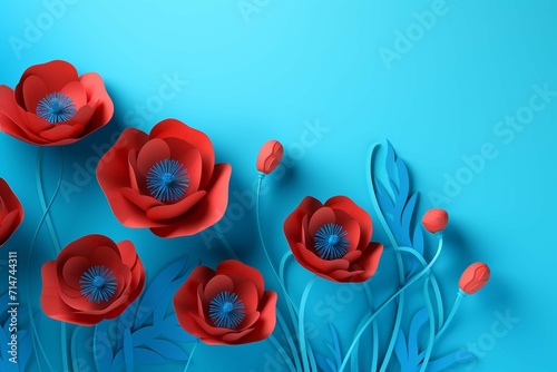 tulips on blue background © Shami